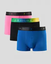 [Lucid] Lucid Men's Vibrant Fitted Boxer Shorts 3 Pack Size Small S Multicolor