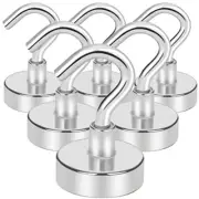 Magnetic Hooks 25LB for Cruise, Grill, Towel, Indoor Hanging, 6P Silver