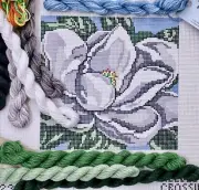Needle Crossings hand painted needlepoint canvas KIT Magnolia 13 count 7x7