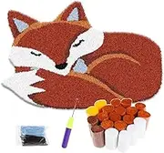 Fox Latch Hook Rug Kit, DIY Rug Kits Special-Shaped Animal Fox Pattern, Rug Embroidery Kits, Multipurpose Needlework Hook Kit, Practical Punch Needle Rug Kit for Kids Adults Handmade Lovers Beginners