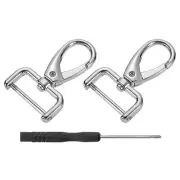 2Pcs Swivel Clasps, 0.98" D Ring Detachable Snap Hook with Screwdriver, Silver