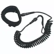 Coiled Leash For SUP Stand Up Paddle Board Cord 10 Inch Padded Ankle Strap Black