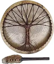 Hand Drum - 10 Inch Shaman With Stick | Percussion Instrument for Musical Rhythm and Ability Improvement, Handcrafted Siberian Wood Home Decoration