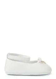 Dolce & Gabbana Kids Logo Leather Ballet Flats - White - 16 (IT16/ UK0.5 B) 16 (IT16/ UK0.5 B)