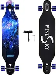 PINESKY 41 Inch Longboard Skateboard 8 Ply Natural Maple Complete Skateboard Cruiser for Cruising, Carving, Free-Style and Downhill with T-Tool