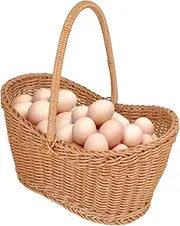 Alipis Egg Holder Fruit Basket Portable Wicker Storage Basket Bin Hand-Made Decorative