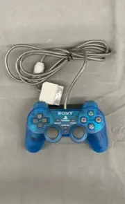 Used Clear Blue Dual Shock Controller for Sony PlayStation