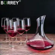 Modern high quality curvy glass wine decanter with 6 pcs wine glass set new