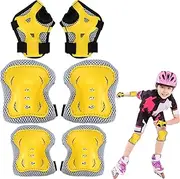 Kids Knee and Elbow Pads - Colorful Adjustable Kids Elbow Pads Set of 6,Flexible Protective Gear for Outdoor Activities Cycling Rollerblading Scootering