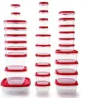 60-Piece Food Storage Containers with Lids, Microwave and Dishwasher Safe, Red C