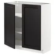 METOD base cabinet with shelves/2 doors, white/Lerhyttan black stained, 80x37x80 cm