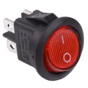 Red On-Off illuminated Round Rocker Switch DPST 230V
