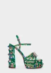 [AZALEA WANG] Green Annie Embellished Platform Heels