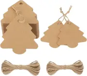 Christmas Gift Tags, 100Pcs Christmas Tree Shape Tags with String, Blank Gift Ta