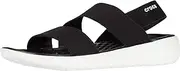[Crocs] Women's LiteRide Stretch Sandals, Blue, Flat Sandal, Water Resistant, Slingback, Open Toe, Lightweight, Casual, Sandal