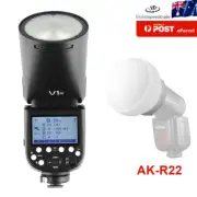 Godox V1-N 76W 2.4G Round Head Speedlite Flash For Nikon + AK-R22 Diffusion Dome