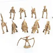 12pcs Mini Dinosaur Skeleton Model Creative Decorative Dinosaur Skeletons for Home Office Parties Fun Educational for Collectors Khaki