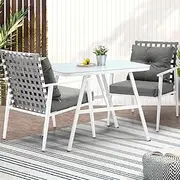 Livsip 3pcs Outdoor Dining Set Table and Rattan Chairs Outdoor Furniture Setting