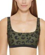 MSRP $68 Dkny Leopard-Print Bikini Top Womens Swimsuit Green Size XS