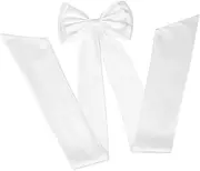 [WESIEVYA] Elegant Detachable Satin Bow Waist Sash for Wedding Dress Removable Big Bow Accessory for Bridal Gown for Shows and Performances