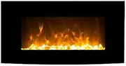 1500W 36" Black Curved Wall Mounted Electric Fireplace, Heater, Fire, Flame