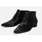 Zara Flat Leather Ankle Boots Shoes 100% Cow Furskin (39)