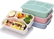 Ylebs 4 Pack Bento Lunch Box Reusable 4 Compartment Lunch Containers for Adults,BPA Free Plastic Divided Food Meal Prep Containers,Work and Travel