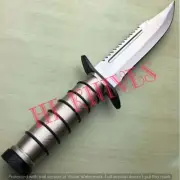 HF KNIVES 15" CUSTOM HANDMADE D2 STEEL RAMBO KNIFE WITH LEATHER SHEATH