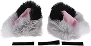 X AUTOHAUX Motorcycle Helmet Accessories Decoration Gradient Cat Ears for Motorcycle Bicycle Skiing Helmets Gray Black Plush Sticker 1 Set