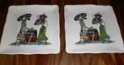 4 MAXCERA Mariachi Musical Skeletons Square Salad Plates Halloween Dawn Dead