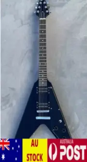 6-String Flying V Electric Guitar - Glossy Black Finish, Rosewood Fretboard