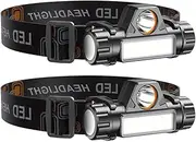 LETOUR Headlamp Rechargeable, Ultra-Light Led Headlight Flashlight Waterproof, 2 Pack Head Lamp Flashlight for Outdoor, Camping, Hiking, Hunting, Running, Repairing, Fishing, Cycling