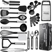 [AHYUANBA] 24 Pcs Nylon Kitchen Utensils,Kitchen Accessories,Non-Stick and Heat Resistant Utensils Cooking Set,Kitchen Utensils with Spatula, Silicone Kitchen Tools for Housewife,Elder
