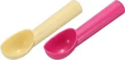 uxcell 2pcs Plastic Ice Cream Scoops, Fruit Spoons Watermelon Scooper Kitchen Tools for Ice Cream Yogurt Cupcake Melon Ball Red Beige