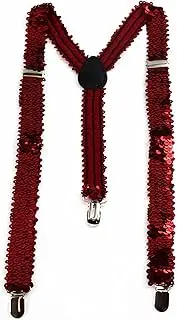 [Zasel] Adjustable 100cm Red Mens & Womens Sequin Suspenders