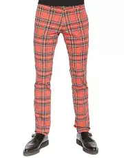 TRIPP PUNK ROCK STAR GOTHIC EMO RED PLAID TOP CAT ROCKER JEAN PANTS IS7754P