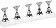 VICASKY 2 Sets Magnetic Nail Display Stand with Bar Electroplated Acrylic Chessboard Design for Practice Tips Includes Stands Magnetic Bar Silver for Nail Art Training