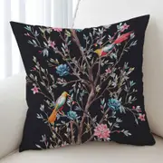 Art Painting Flowering Bird Tree Cushion Cover