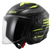 OF616 Airflow II Brush Black H-V Yellow Jet Helmet