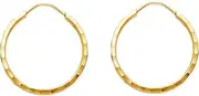 [JewelryWeb] 14k Yellow Gold 1.5mm Shiny Sparkle Cutendless Hoop 16mm Earrings-Hoop Earring for Women