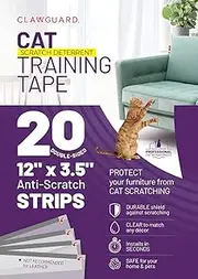 CLAWGUARD Cat Repellant Tape 20 Pre-Cut Strips - Cat Scratch Furniture Protector - Cat Deterrent Tape - Cat Anti Scratch Shields - Cat Scratch Sofa Protection - Sofa Drapes Screens and More