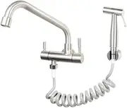 for Washing Handheld Bidet Sprayer Kit - 304 Stainless Steel Faucet Wall Type Single Cold Quick Open Balcony Laundry Pool Kitchen Faucet with Spray Gun