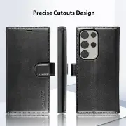 Tough On Samsung Galaxy S23 Ultra Flip Wallet Leather Case Black