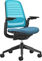 Steelcase Series 1 Series 1 Office Chair Gaming Chair Back: Blue Jay 3D Microknit Seat: Blue Jay Frame: Black, Adjustable Lumbar, 3D Arms, Seat-Depth Adjustment.