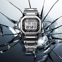 在飛比找PChome24h購物優惠-CASIO 卡西歐 G-SHOCK 全金屬太陽能電波手錶-銀