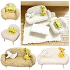 White Coffee Dollhouse Sofa Plush Miniature Furniture Doll Sofa Bench Toy