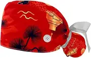 [YTYVAGT] 2-Pc,Gourd-Shaped Working Cap,Fisherman Hat with Buttons and Cotton Sweatband,Chinese Traditional Decoration Patterns