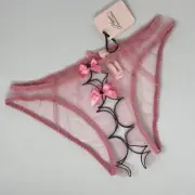 Agent Provocateur Lorna Pink Black Ouvert Brief AP4 Large NWT