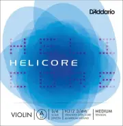 D'Addario Helicore Violin Single A String, 3/4 Scale, Medium Tension
