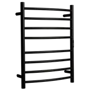 Hotwire 80W 700 x 530mm Black 8 Bar Curved Round Heated Towel Rail with Timer